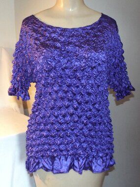Purple Bubble Popcorn Super Stretchy Short Sleeve Women Top One Size Vintage Y2K